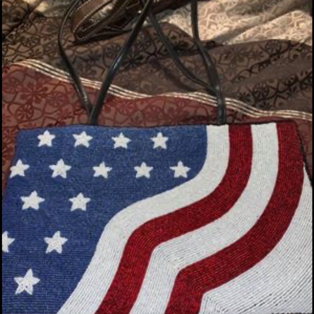 Beaded American flag bag